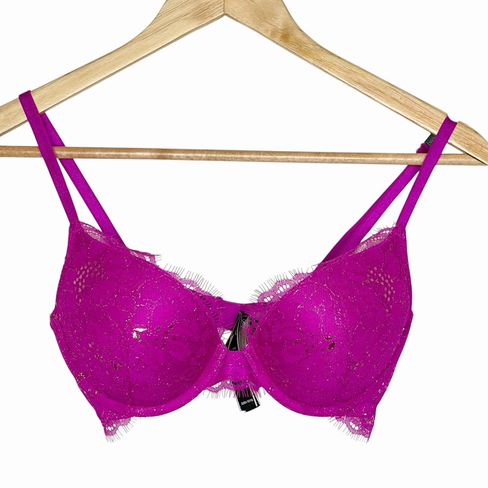 Victorias Secret Very Sexy Push Up Bra Pink Lace 32D Underwire Padded Coquette